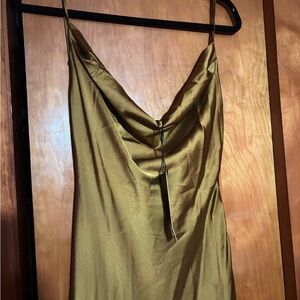 Fashion Nova Gold Satin Maxi Dress